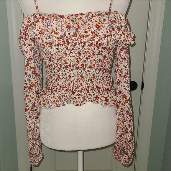 Forever 21 Floral Cold Shoulder Crop Top - Picture 5 of 9